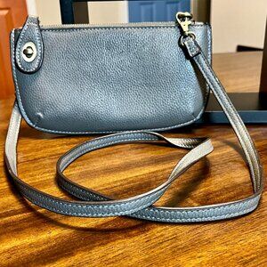 Joy Susan Pebbled Gray Vegan Leather Mini Crossbody Clutch Bag With Turn-Lock